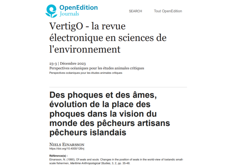 New Edition of an Article by Níels Einarsson Published in French