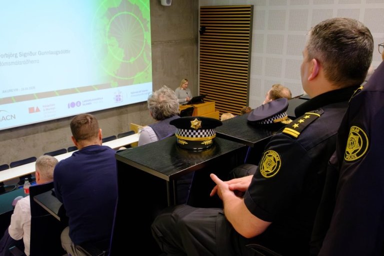Minister of Justice Þorbjörg Sigríður Gunnlaugsdóttir addresses the audience. Photo: Daria Gribovski&hellip;